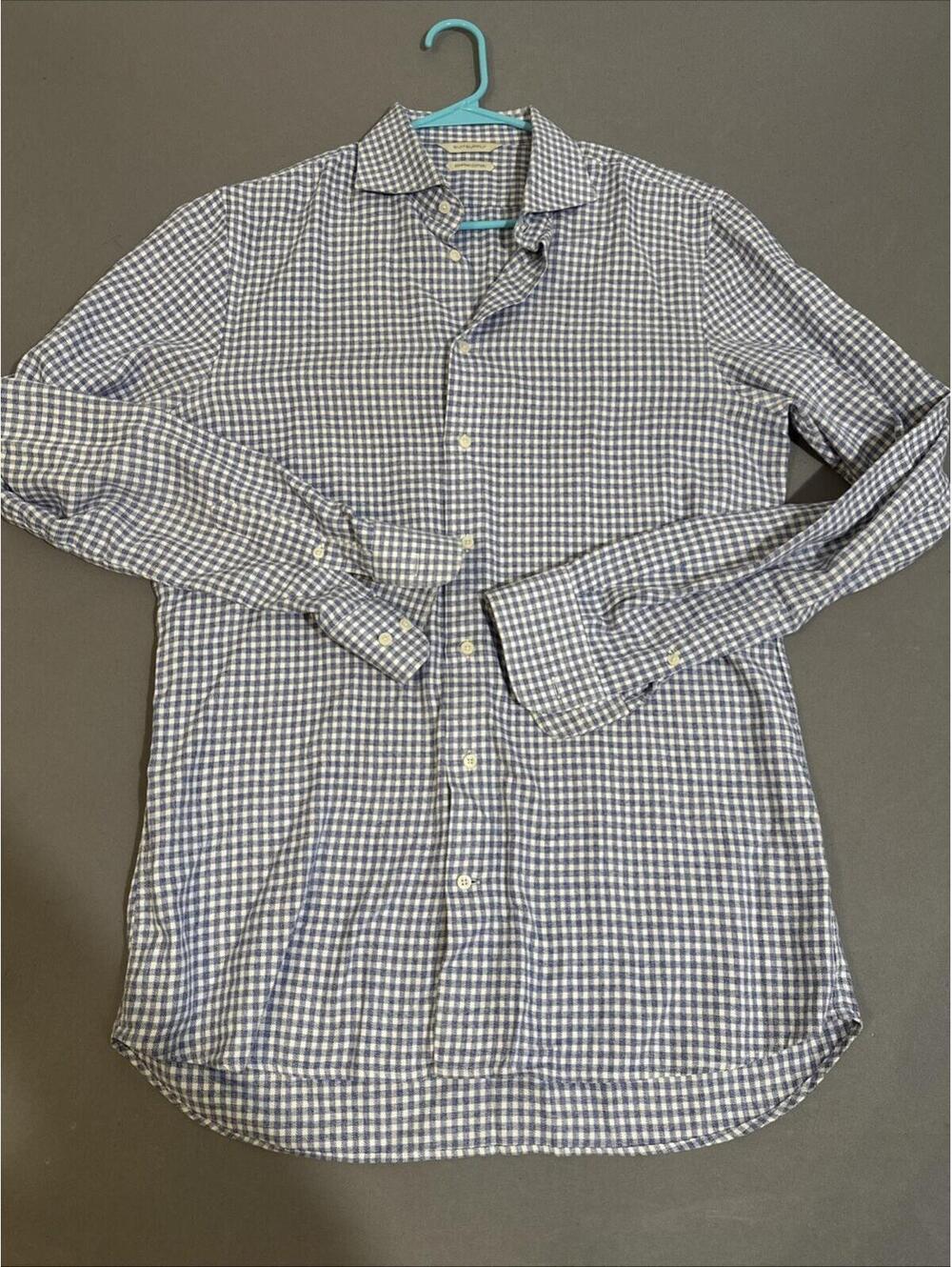 Suitsupply Shirt Men 16.5 42 Purple Plaid Button Up Long Sleeve Egyptian Cotton